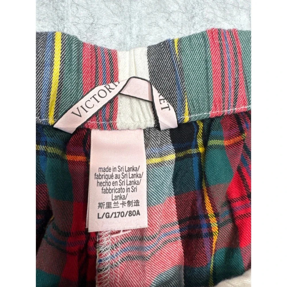 Victoria's Secret Plaid Pajama Shorts Red Green White‎ Tartan Sleepwear Large